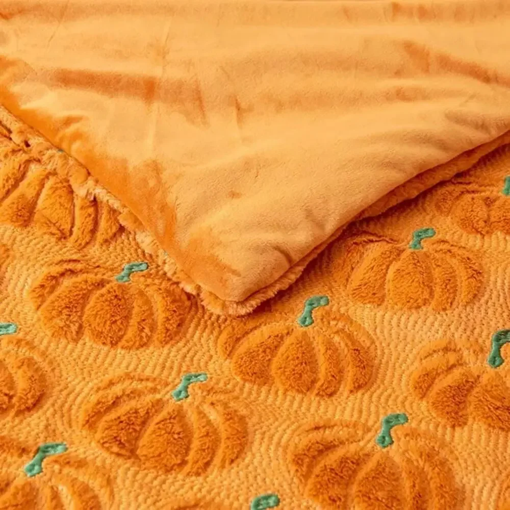 NWT Costco Halloween Faux Fur Throw Blanket Lot of 3 Ghost Cat Pumpkin
